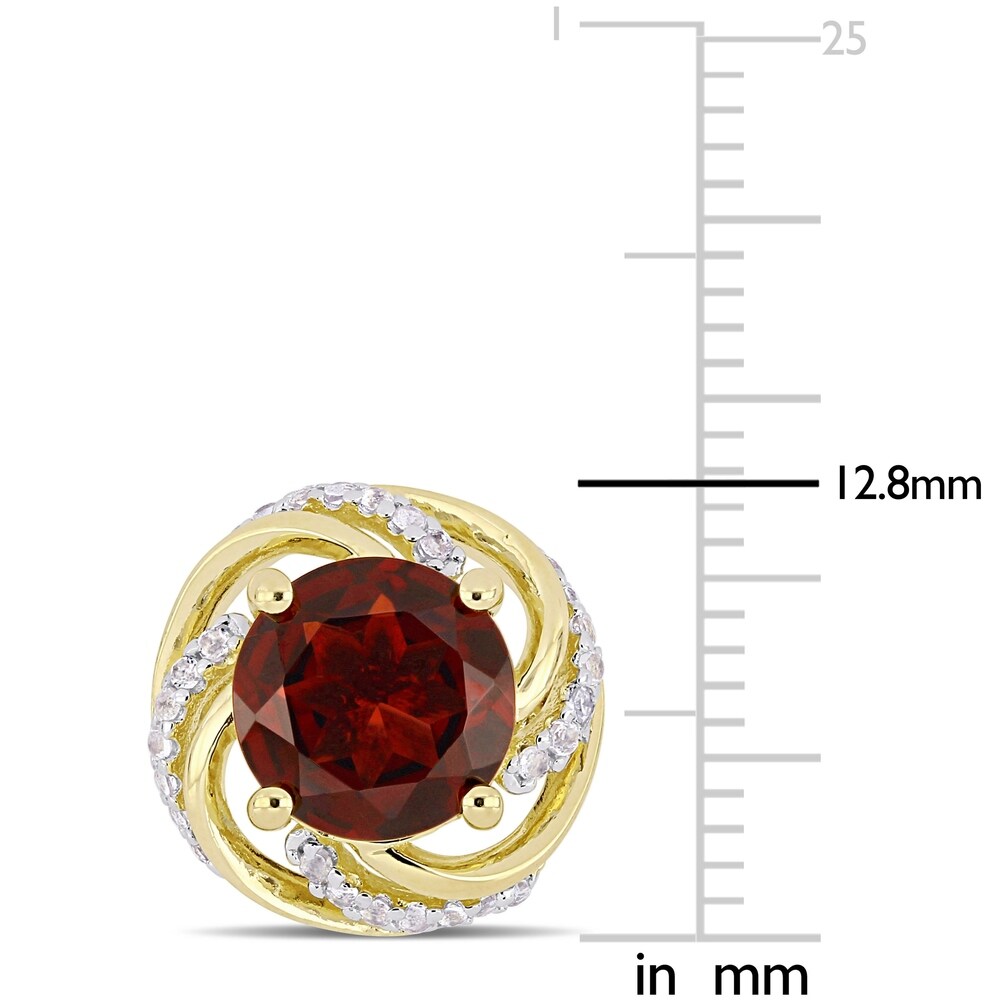 Miadora Yellow Gold Plated Sterling Silver Garnet & White Topaz Stud Earrings