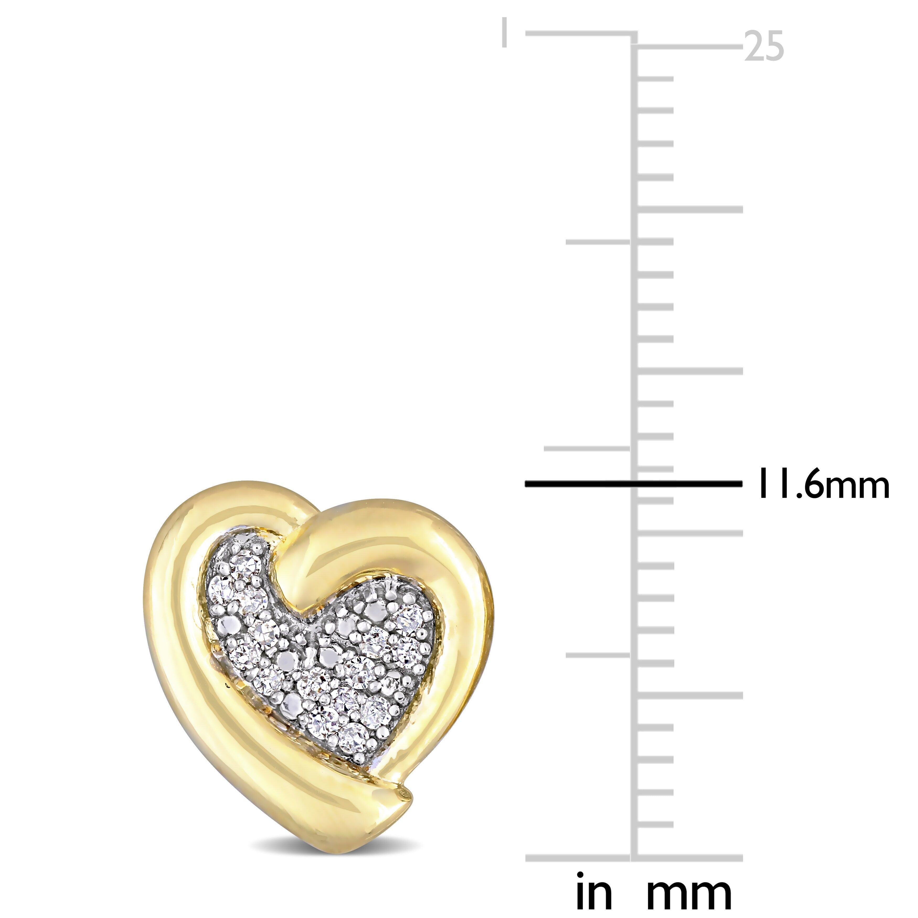 Miadora Yellow Plated Sterling Silver 1/6ct TDW Diamond Clustered Heart Stud Earrings