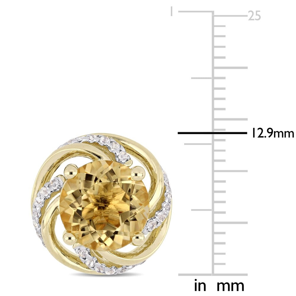 Miadora Yellow Plated Sterling Silver Citrine & White Topaz Swirl Stud Earrings