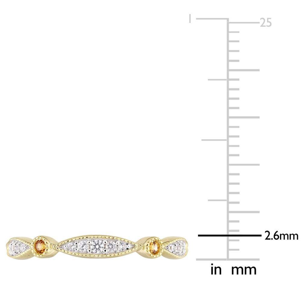 Miadora Yellow Plated Sterling Silver Created Yellow and Created White Sapphire Anniversary Band