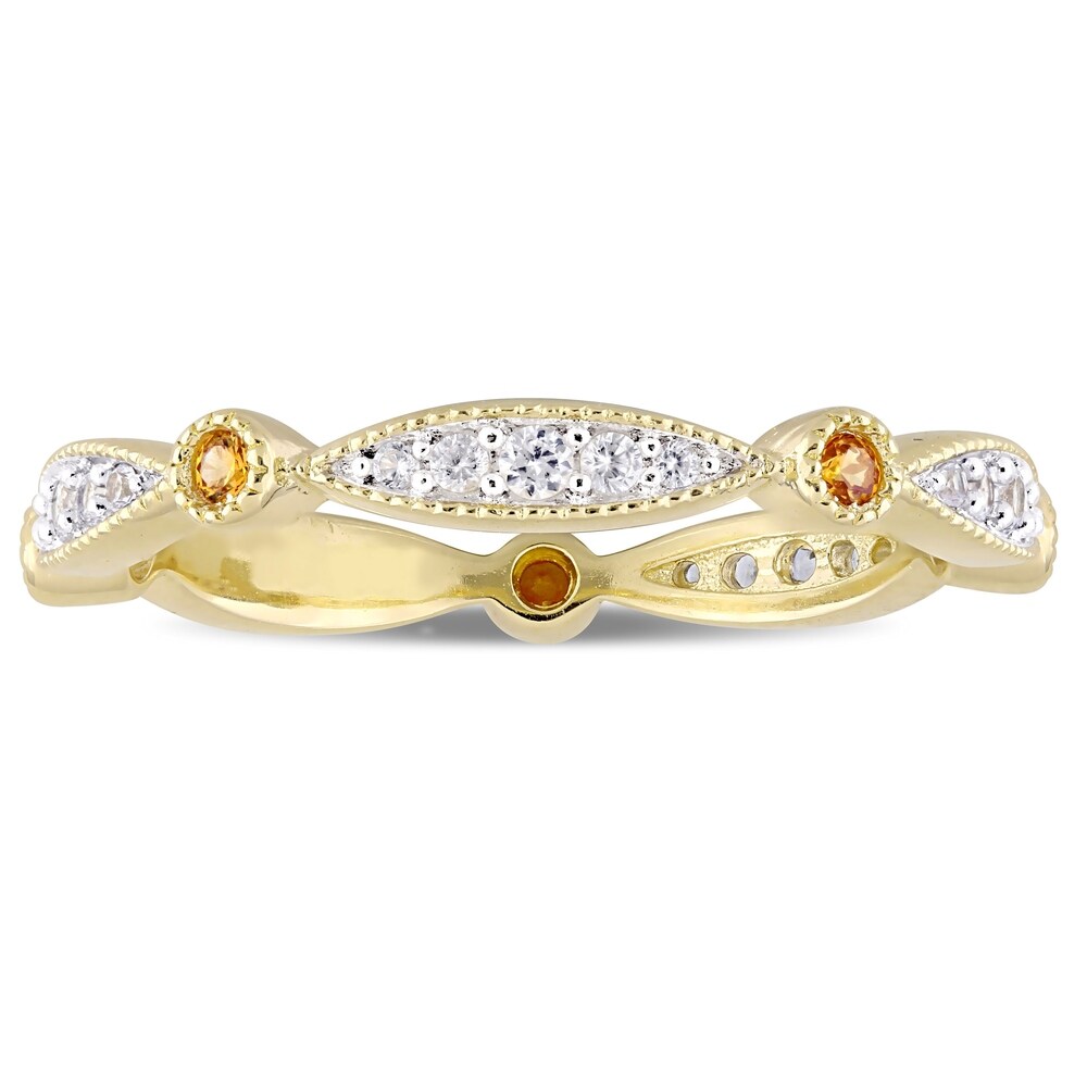 Miadora Yellow Plated Sterling Silver Created Yellow and Created White Sapphire Anniversary Band