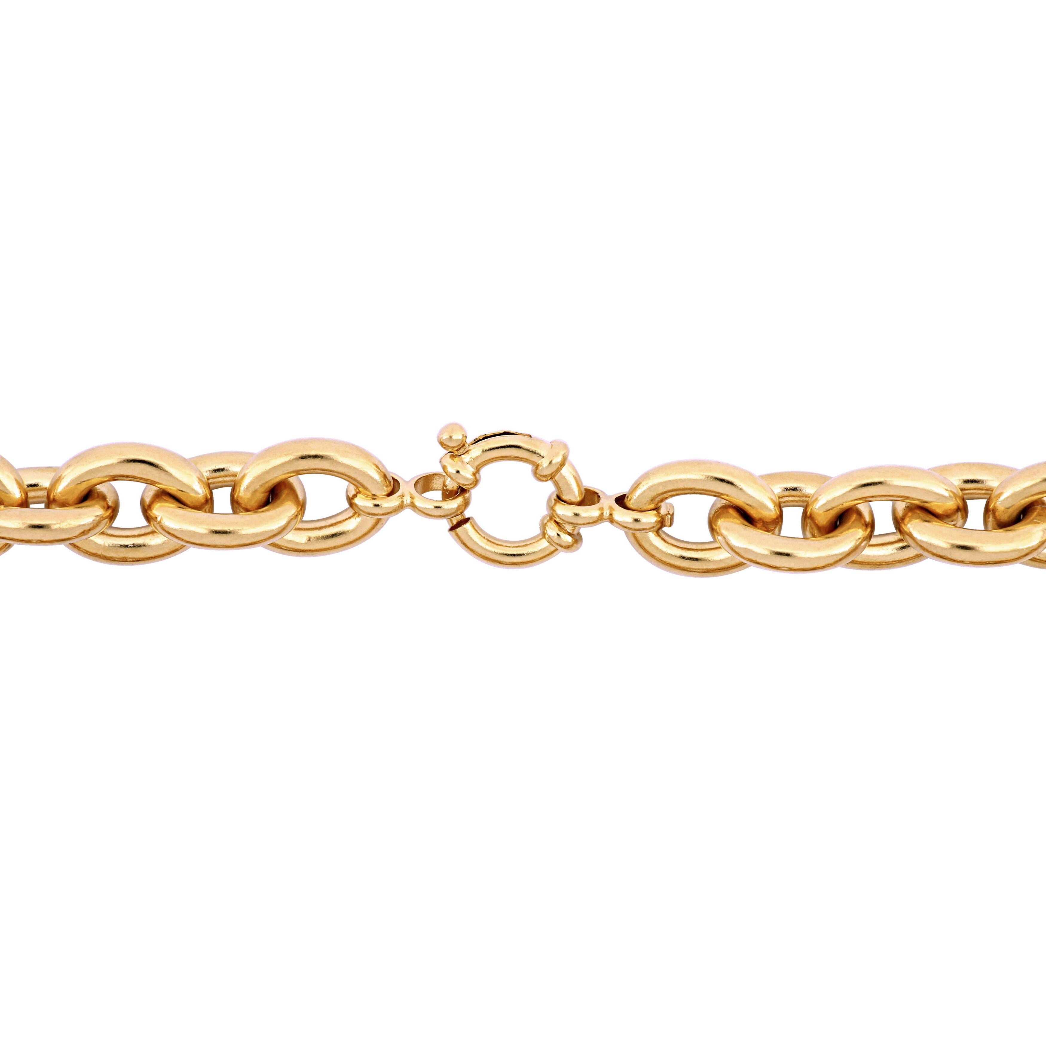 Miadora Yellow Plated Sterling Silver Oval Link Chain Necklace - 18 inch x 10 mm x 10 mm - 18 inch x 10 mm x 10 mm