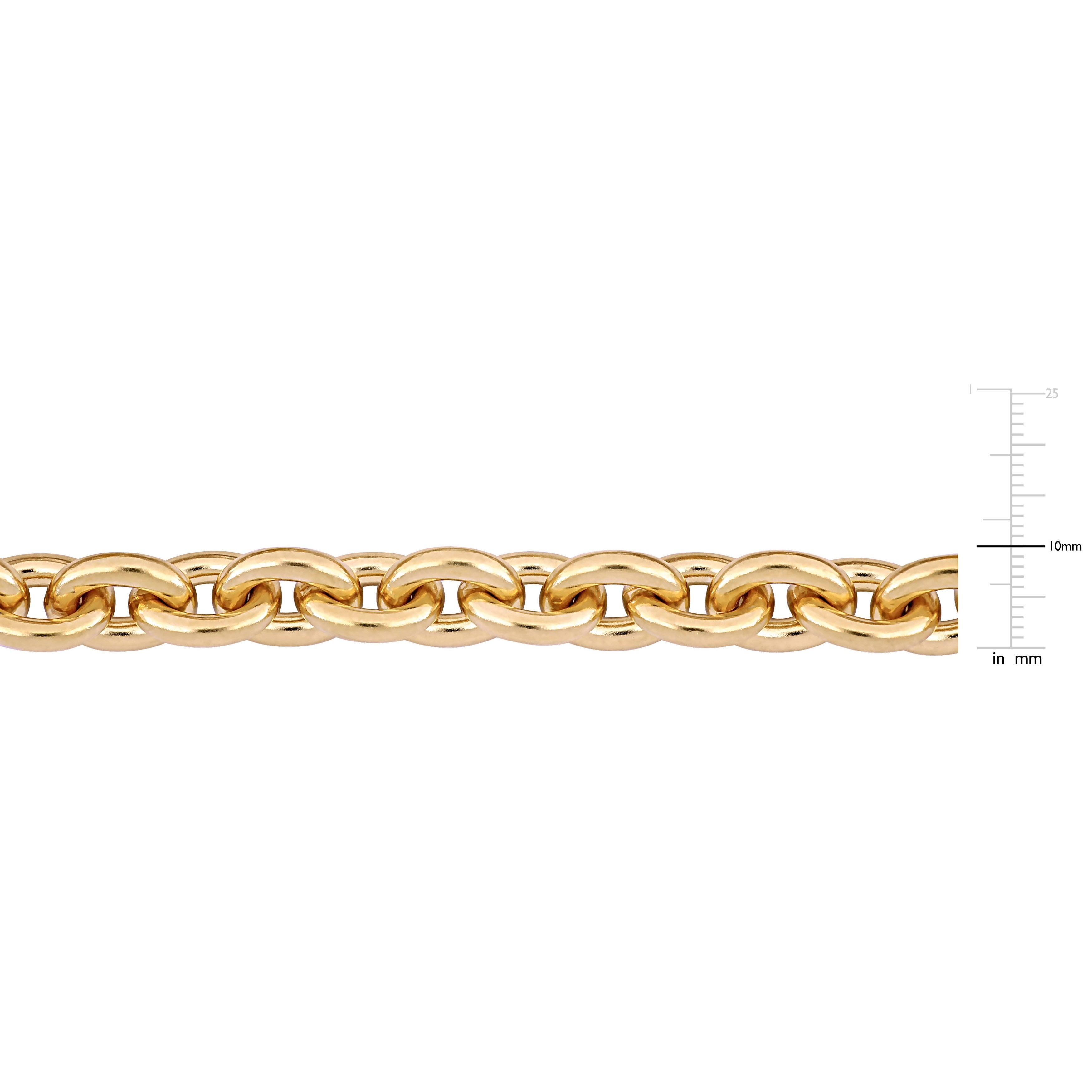 Miadora Yellow Plated Sterling Silver Oval Link Chain Necklace - 18 inch x 10 mm x 10 mm - 18 inch x 10 mm x 10 mm