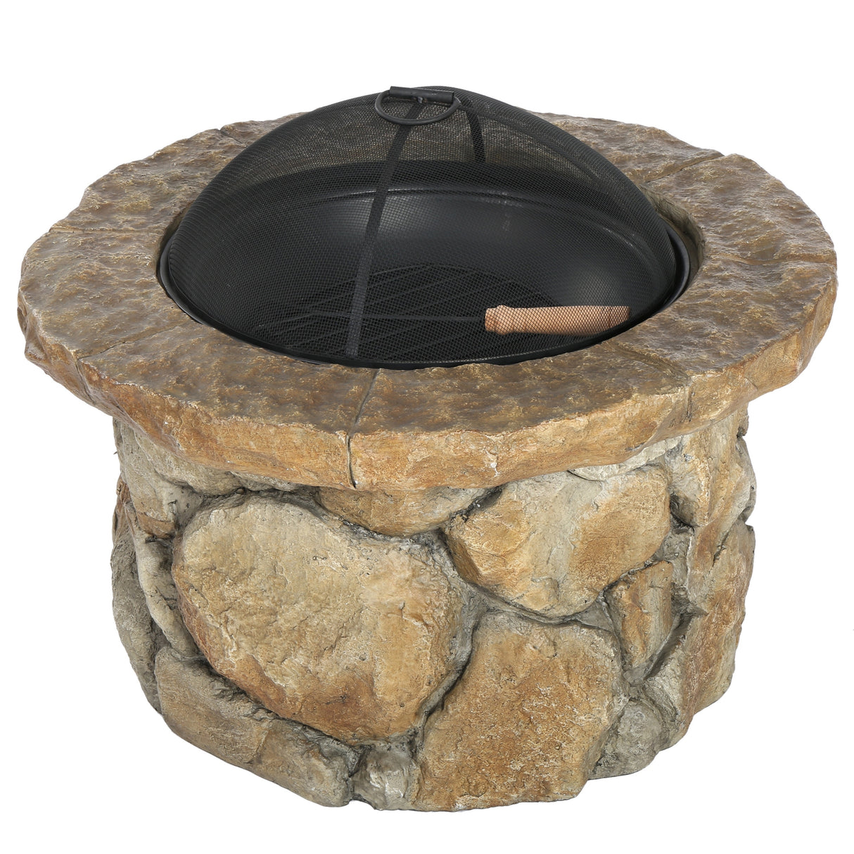 Micah Outdoor Natural Cement Lightweight Concrete Wood Burning Fire Pit by Christopher Knight Home