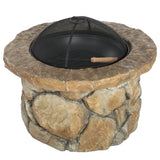 Micah Outdoor Natural Cement Lightweight Concrete Wood Burning Fire Pit by Christopher Knight Home