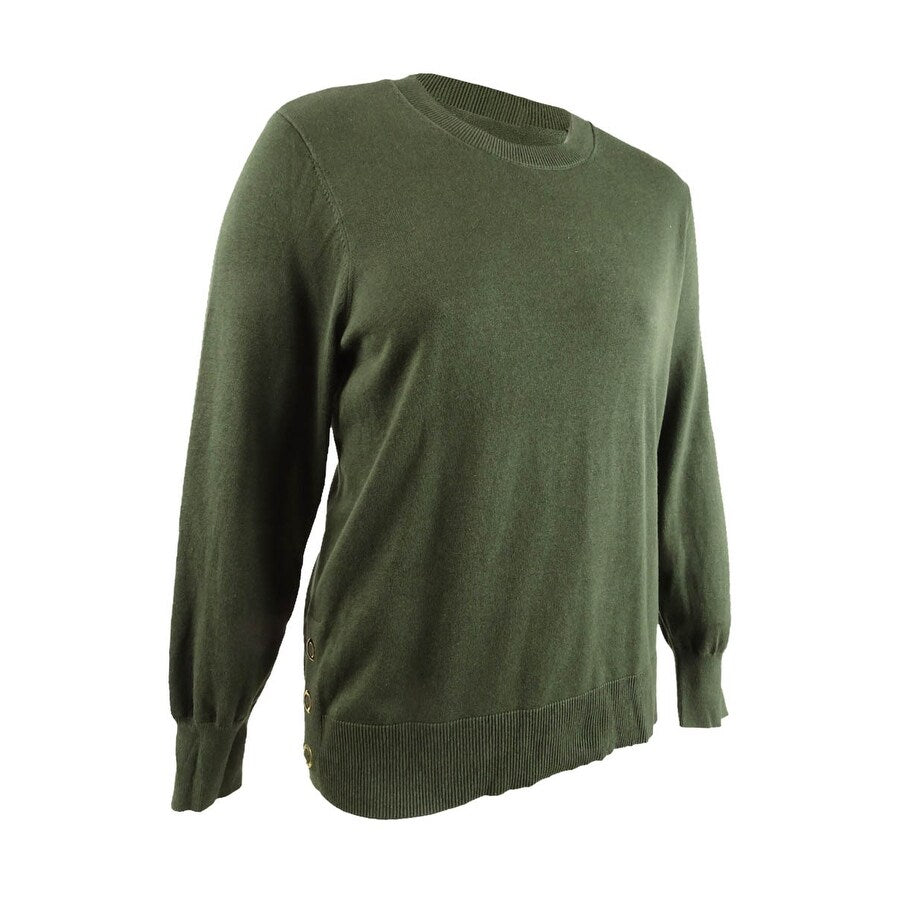 Michael Michael Kors Women's Plus Size Side-Snap Crewneck Sweater