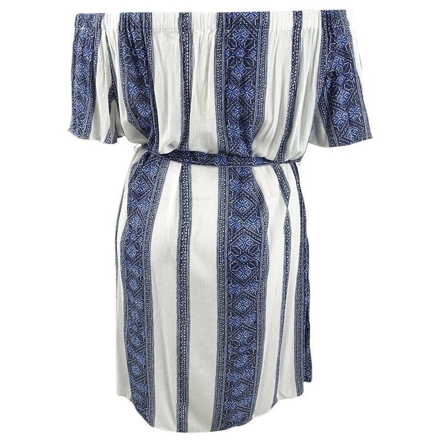 Michael Michael Kors Women's Printed Off-The-Shoulder Dress (XL, Twilight)