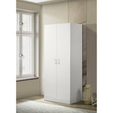 Michael White Double Door Wardrobe Cabinet Armoire with Shelf and Hanging Rod