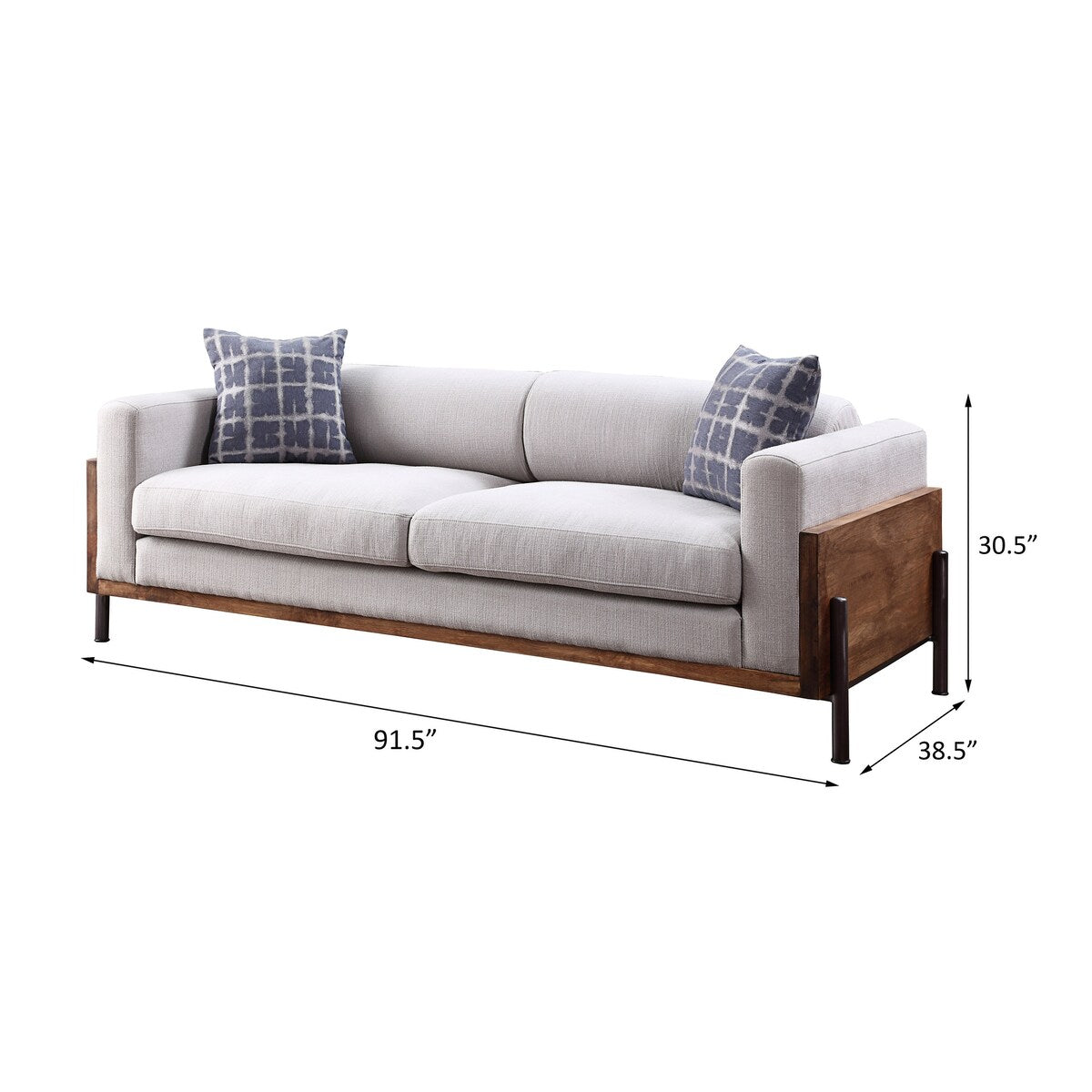 Michel Walnut and Grey High Shelter Backrest Sofa