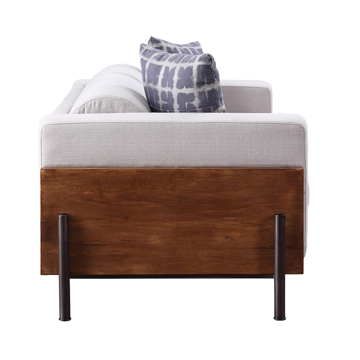 Michel Walnut and Grey High Shelter Backrest Sofa