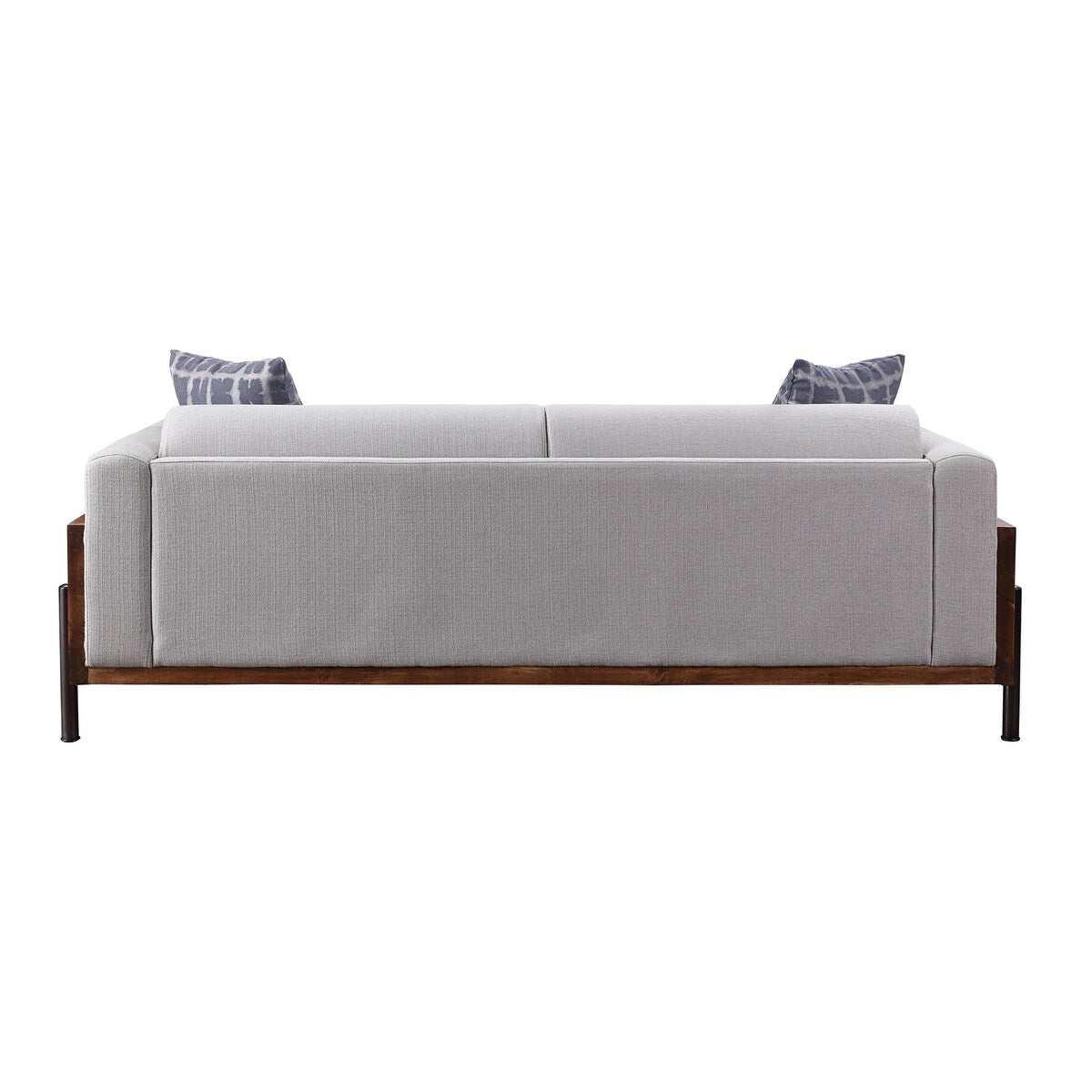 Michel Walnut and Grey High Shelter Backrest Sofa