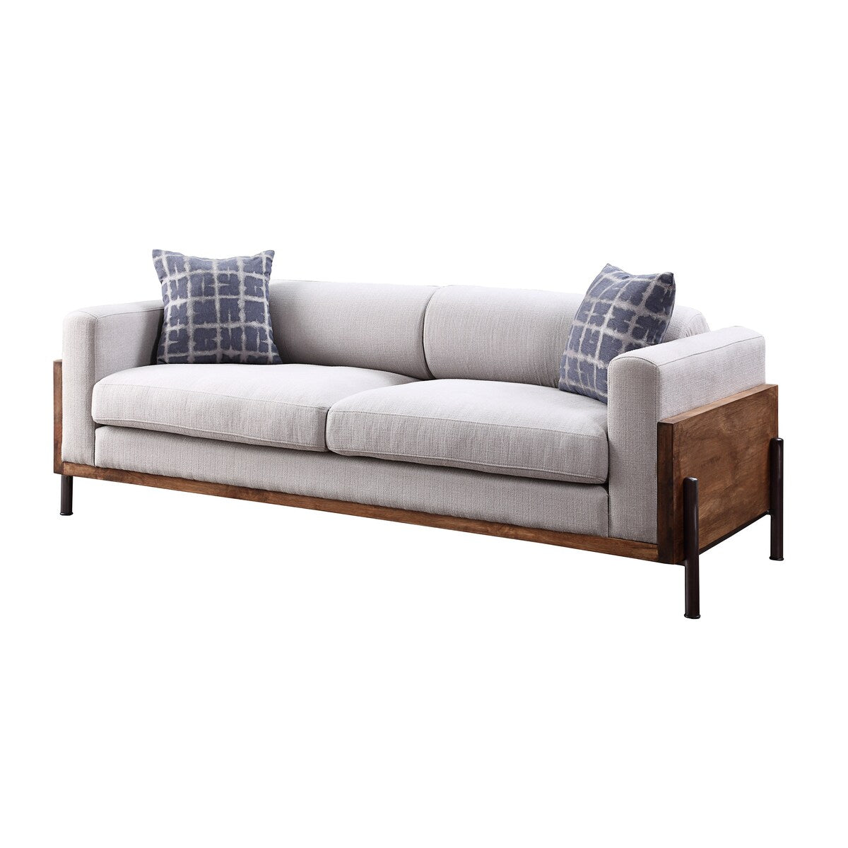 Michel Walnut and Grey High Shelter Backrest Sofa