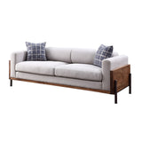 Michel Walnut and Grey High Shelter Backrest Sofa