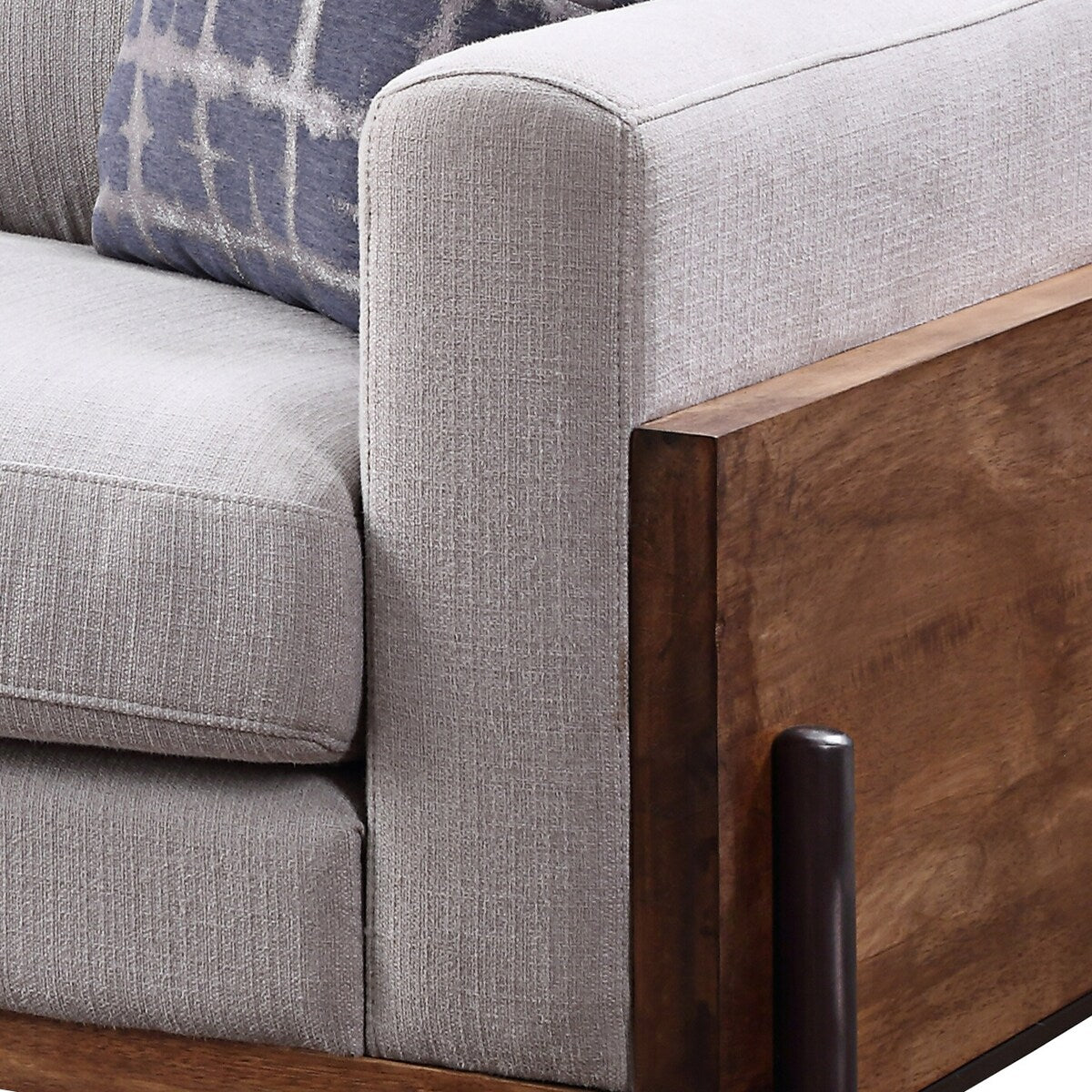 Michel Walnut and Grey High Shelter Backrest Sofa