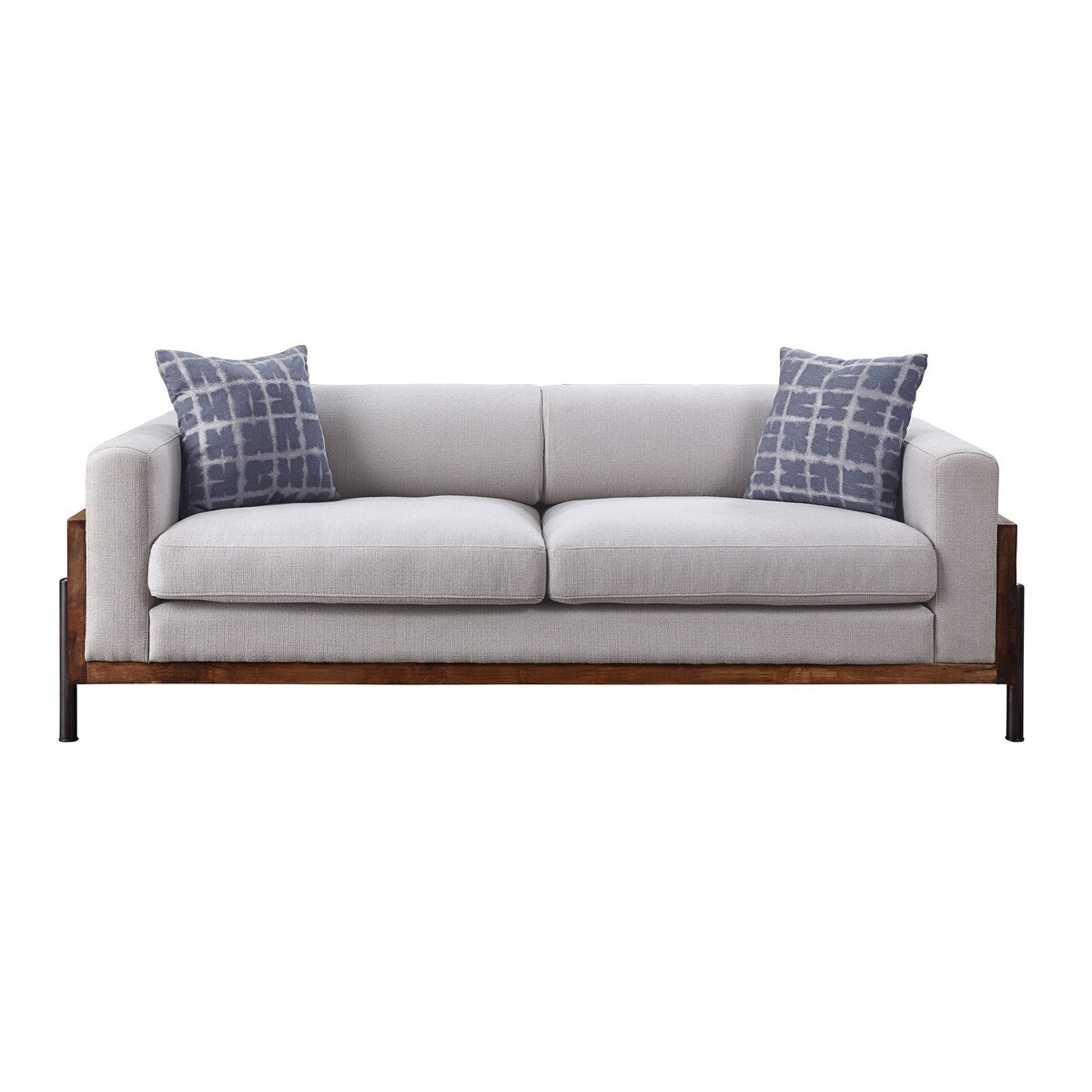 Michel Walnut and Grey High Shelter Backrest Sofa