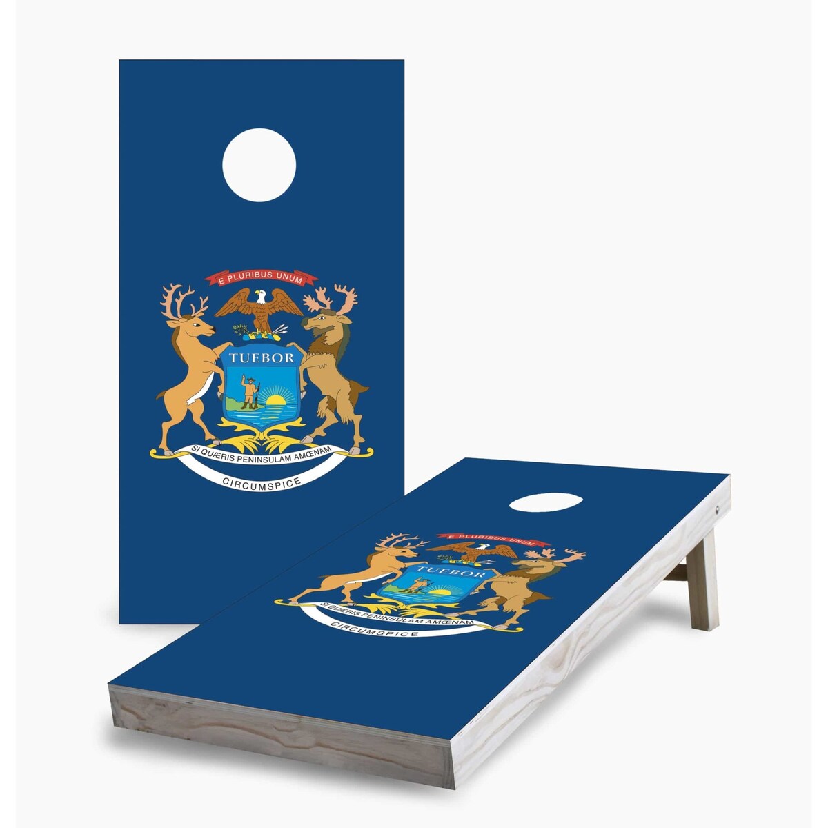 Michigan State Flag Cornhole Game (Choose Wraps or Boards)