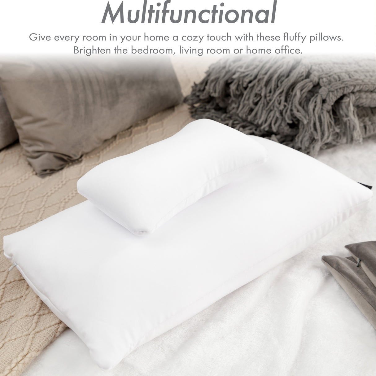 Microbead Stuffer Pillow Insert Sham Square Pillow Cushion for Extra Comfort & Support - Adjustable & Perfect Fit - 1 Pcs