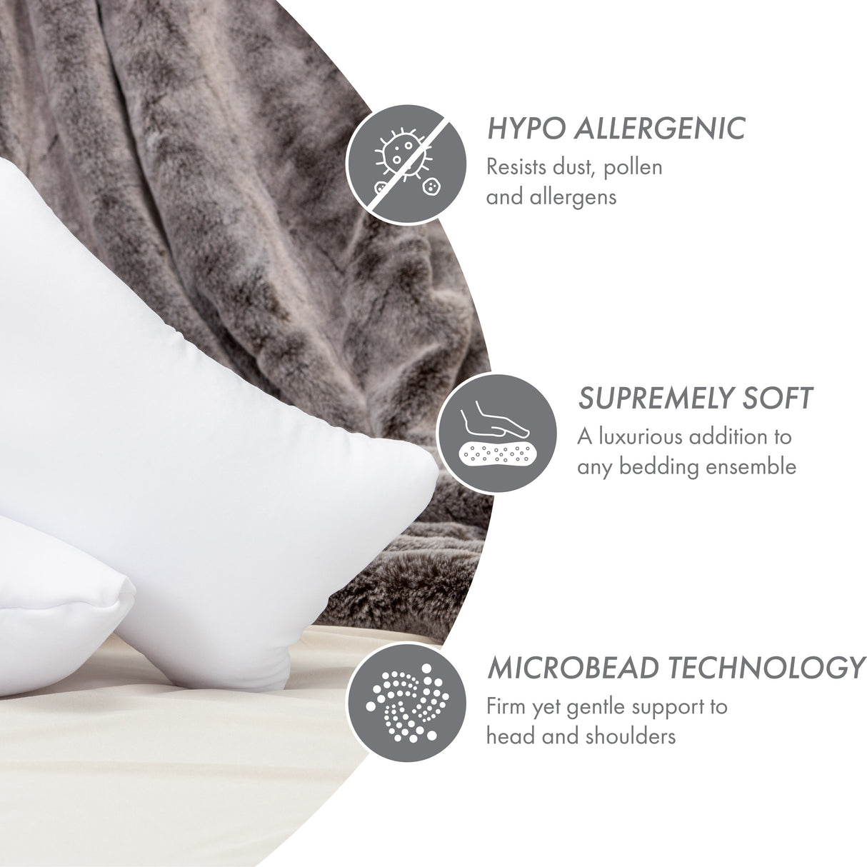 Microbead Stuffer Pillow Insert Sham Square Pillow Cushion for Extra Comfort & Support - Adjustable & Perfect Fit - 1 Pcs