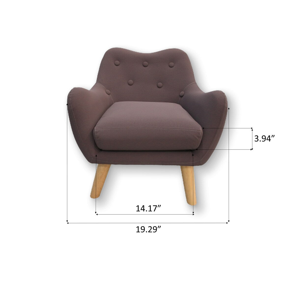 Microfibres Fabric Upholstered Child Accent Armchair with Wooden Legs - 19.29"W x 16.93"D x 20.47"H