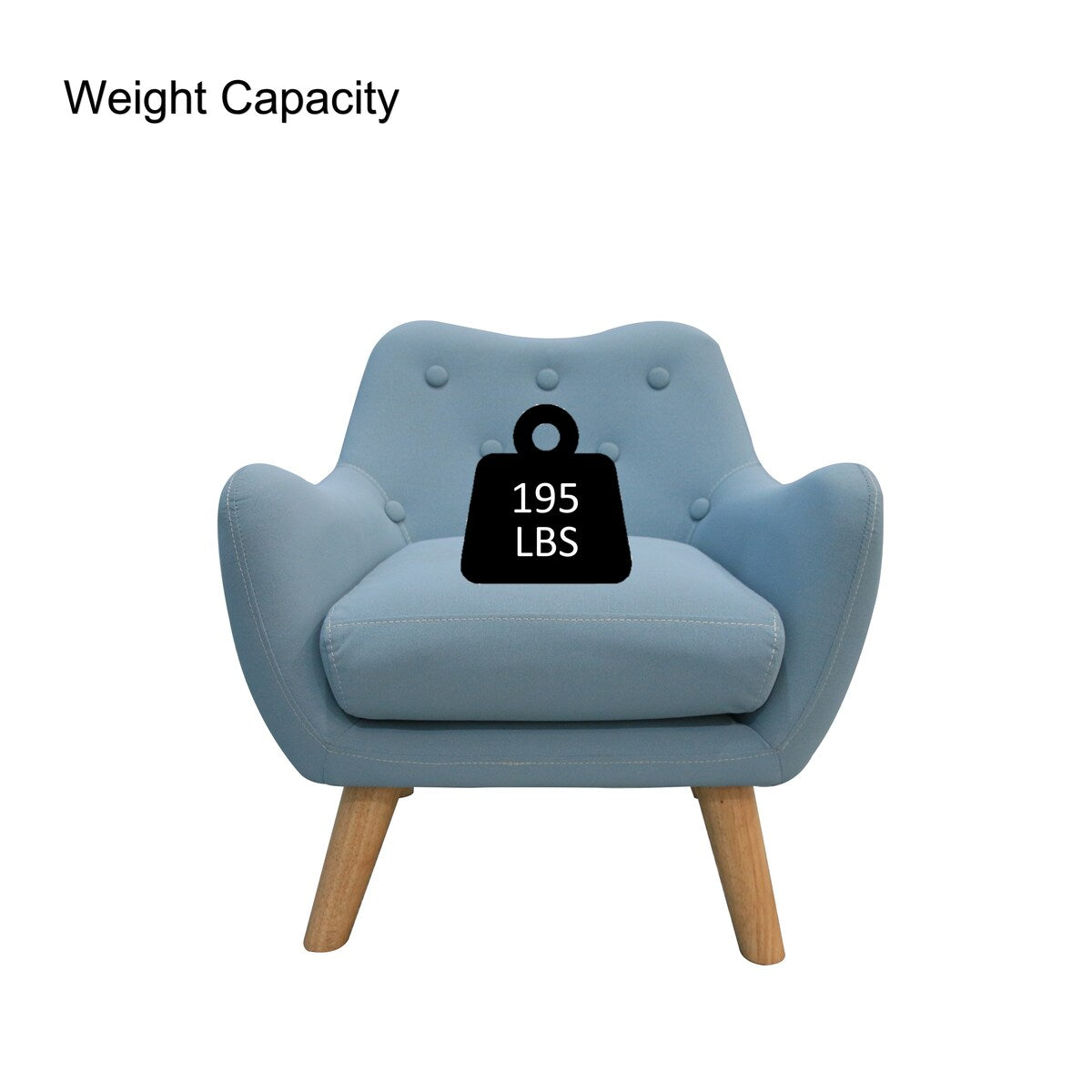 Microfibres Fabric Upholstered Child Accent Armchair with Wooden Legs - 19.29"W x 16.93"D x 20.47"H