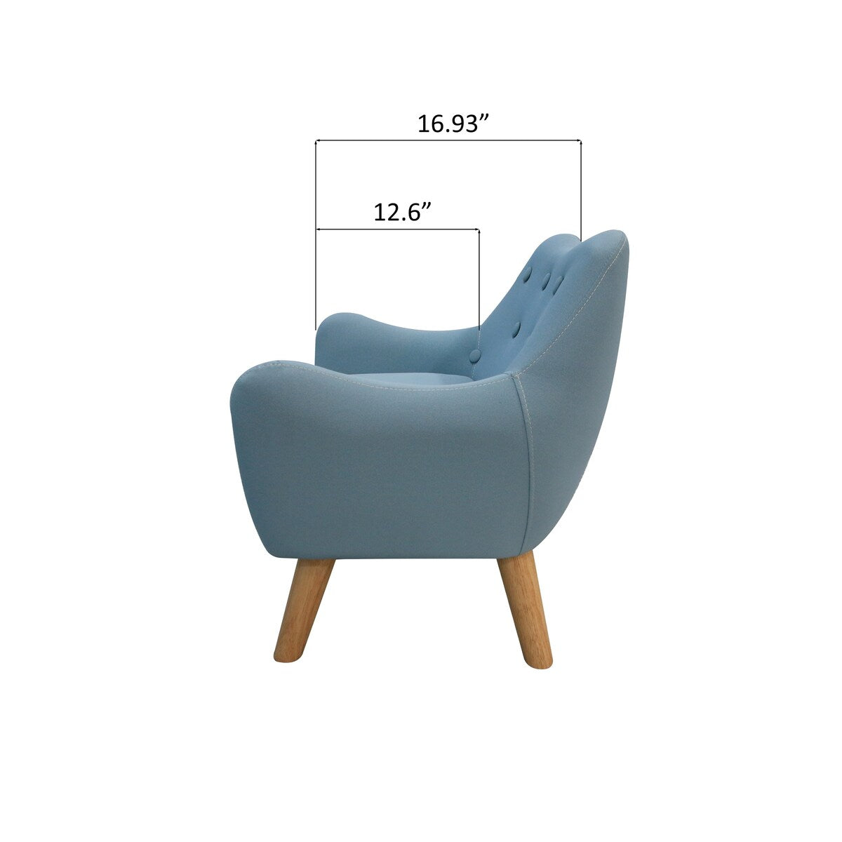 Microfibres Fabric Upholstered Child Accent Armchair with Wooden Legs - 19.29"W x 16.93"D x 20.47"H