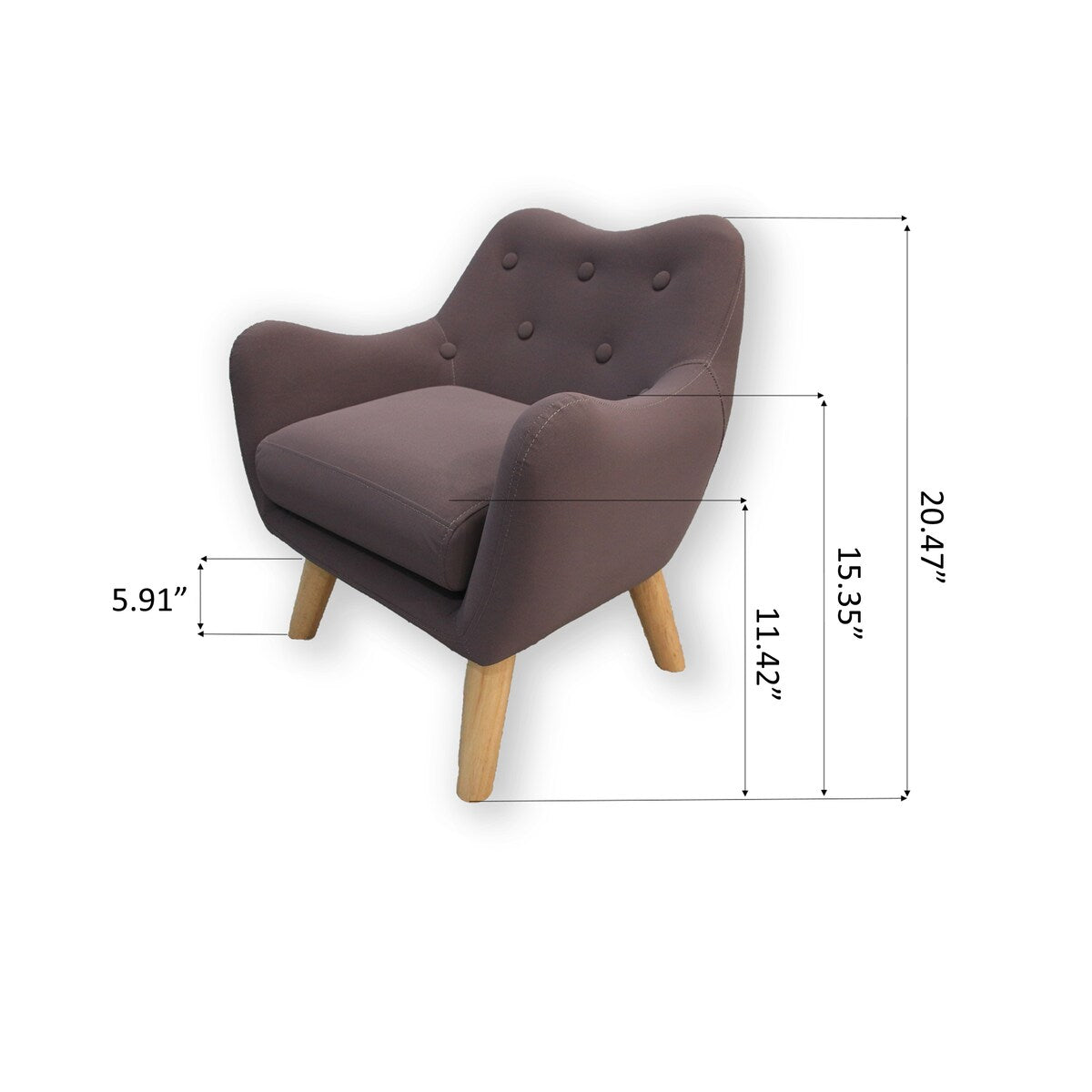 Microfibres Fabric Upholstered Child Accent Armchair with Wooden Legs - 19.29"W x 16.93"D x 20.47"H