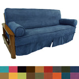 Microsuede Full-Size 8-10 Inch Thick Futon Slip Cover Set with Two Bolster Pillows - Full