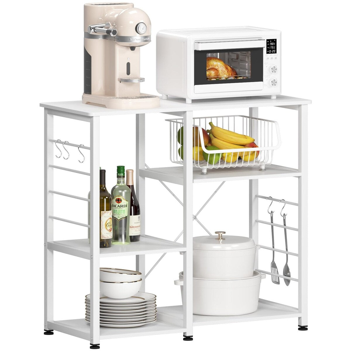 Microwave Cart Stand 35.4 inches, Kitchen Baker's Rack Utility Storage Shelf Microwave Stand 3-Tier x 3-Tier