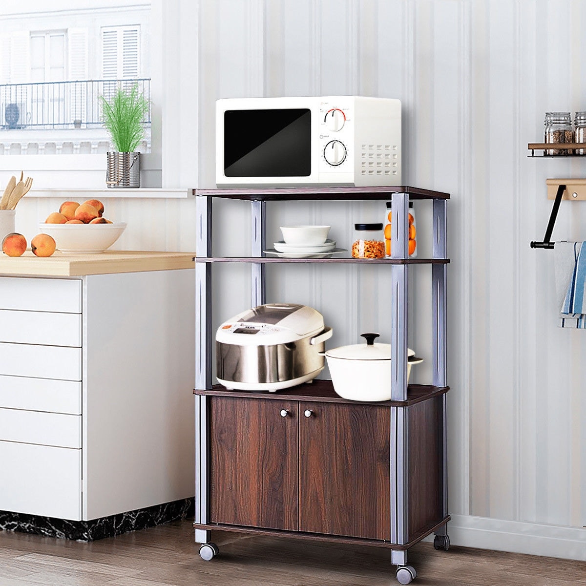 Kitchen cart microwave stand sales