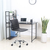 Mid Back Armless Ribbed Task Leather Upholstery Office Chair, Black