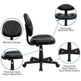 Mid-Back Black LeatherSoft Swivel Ergonomic Task Office Chair with Back Depth Adjustment