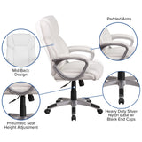 Mid-Back LeatherSoft Executive Swivel Office Chair with Padded Arms
