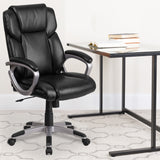 Mid-Back LeatherSoft Executive Swivel Office Chair with Padded Arms