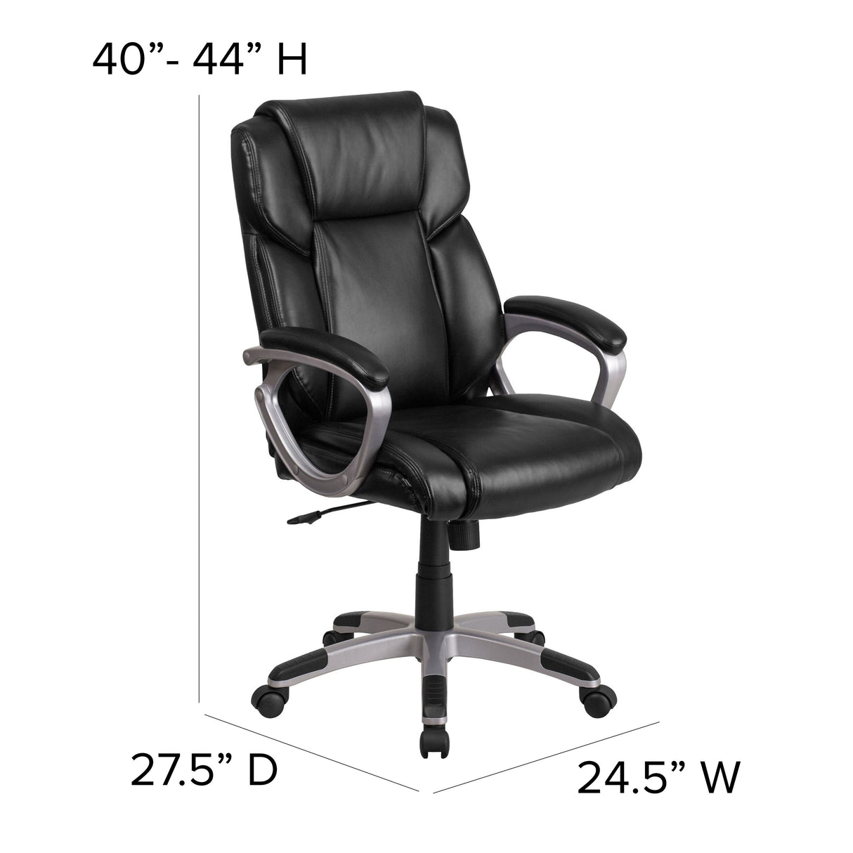 Mid-Back LeatherSoft Executive Swivel Office Chair with Padded Arms