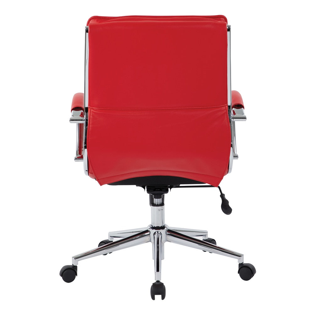 Faux Leather Chair/ Chrome Base Mid-back Professional Managers Chair w/ Removable Sleeves