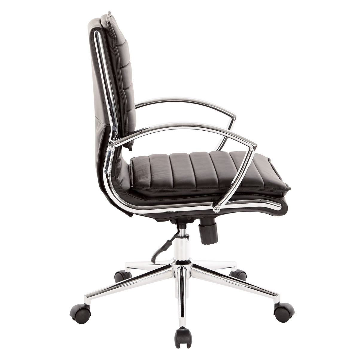 Faux Leather Chair/ Chrome Base Mid-back Professional Managers Chair w/ Removable Sleeves