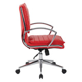 Faux Leather Chair/ Chrome Base Mid-back Professional Managers Chair w/ Removable Sleeves