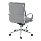 Faux Leather Chair/ Chrome Base Mid-back Professional Managers Chair w/ Removable Sleeves