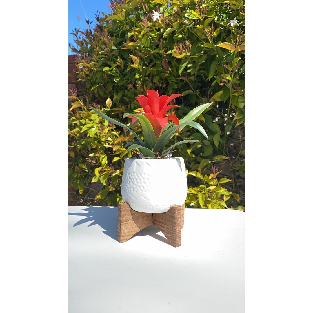 Mid-Century 3.5" Caveman Ceramic on Stand,Matte White