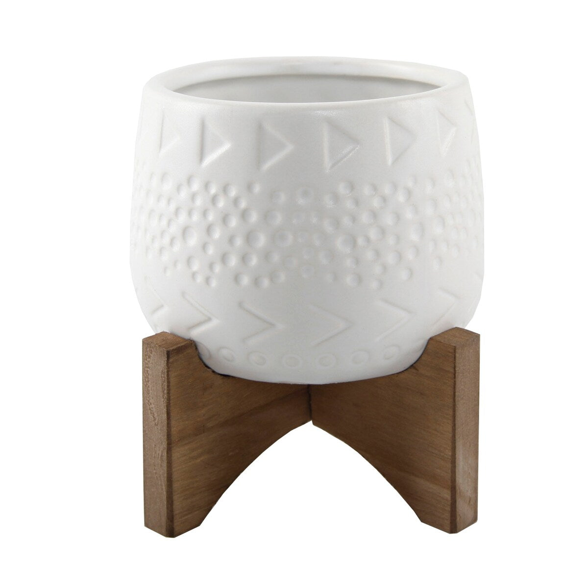 Mid-Century 3.5" Caveman Ceramic on Stand,Matte White