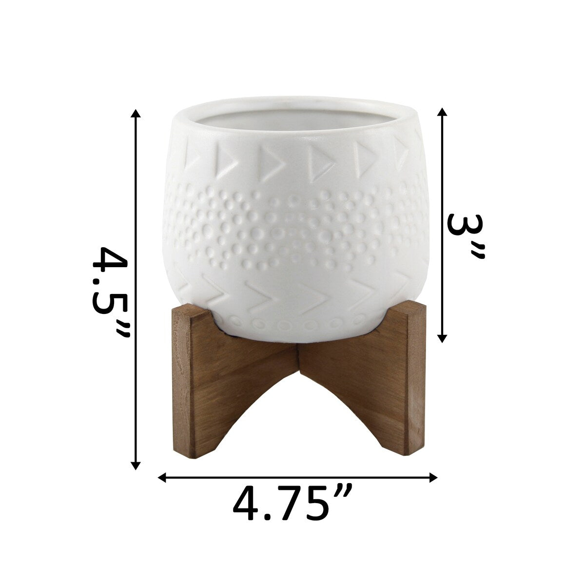 Mid-Century 3.5" Caveman Ceramic on Stand,Matte White