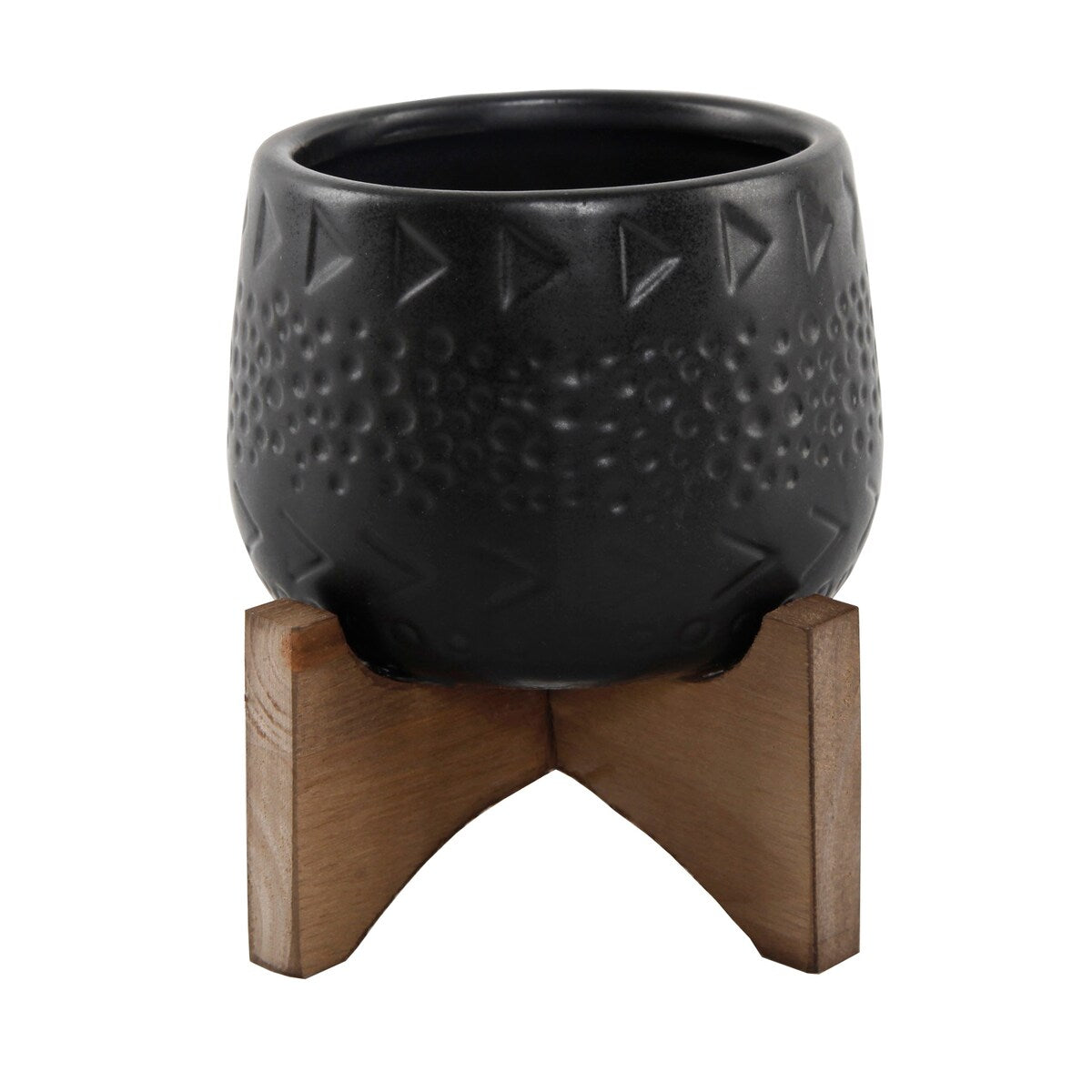Mid-Century 3.5" Caveman Ceramic on Stand,Matte White