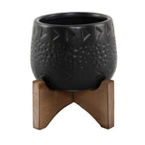 Mid-Century 3.5" Caveman Ceramic on Stand,Matte White