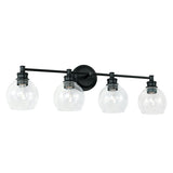 Mid-Century 32-inch 4-light Bath/ Vanity Fixture w/ Clear Glass