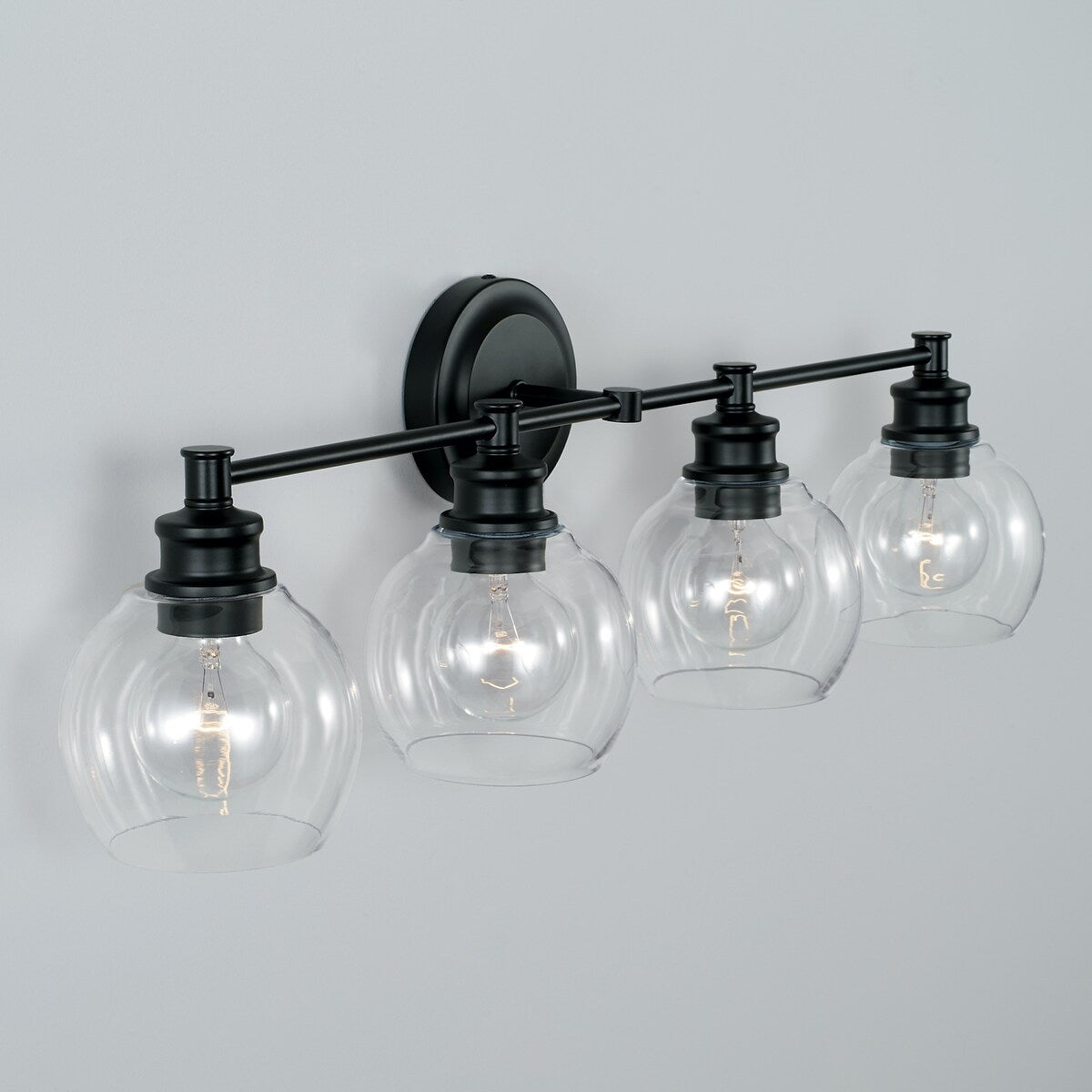 Mid-Century 32-inch 4-light Bath/ Vanity Fixture w/ Clear Glass