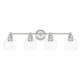 Mid-Century 32-inch 4-light Bath/ Vanity Fixture w/ Clear Glass
