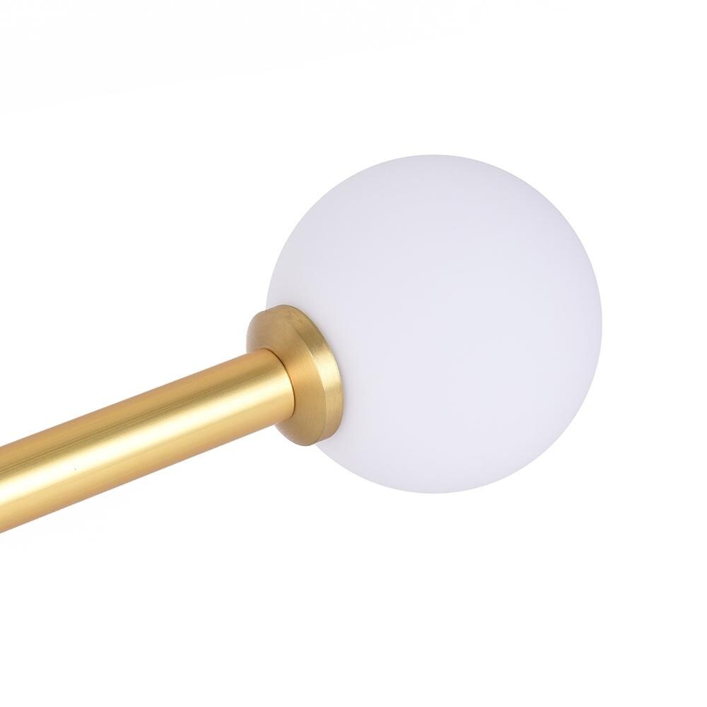 Mid-Century 6-Light Opal Glass Globe Linear Semi Flush Mount
