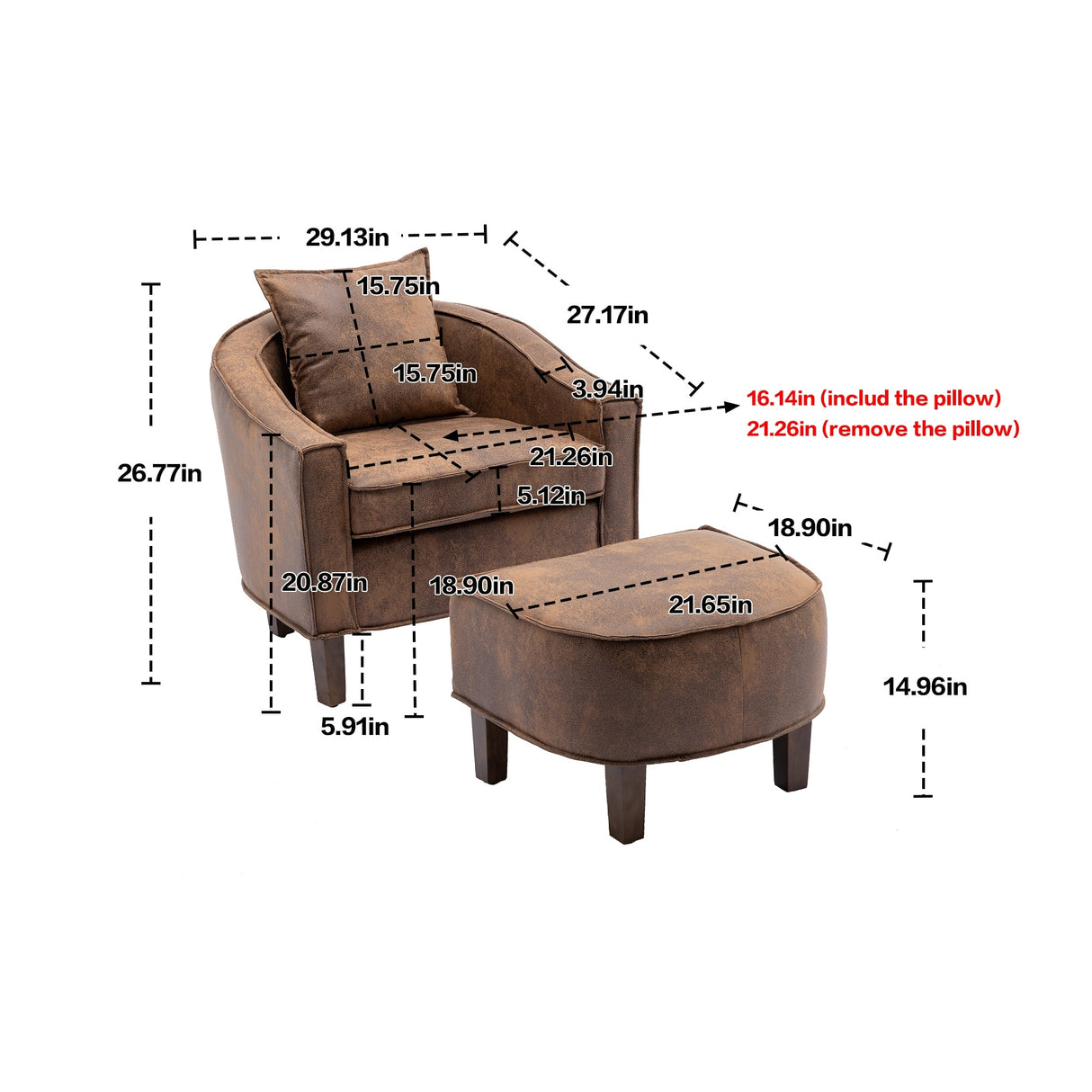 Mid Century Accent Chair with Ottoman