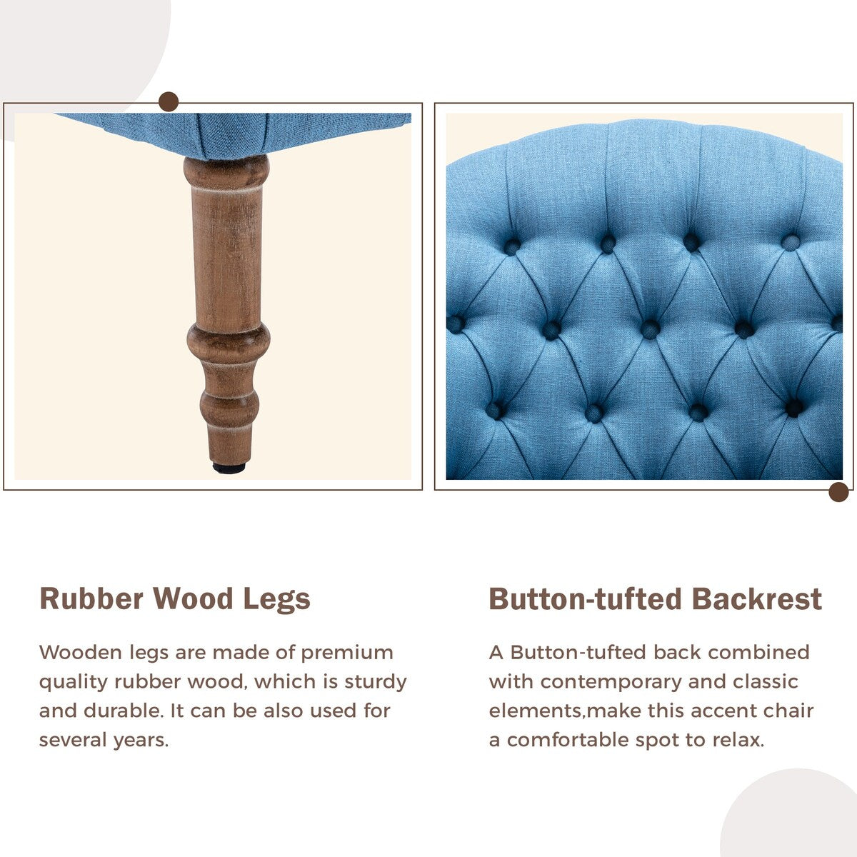 Mid-Century Button-Tufted Upholstered Chair with Ottoman