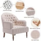 Mid-Century Button-Tufted Upholstered Chair with Ottoman